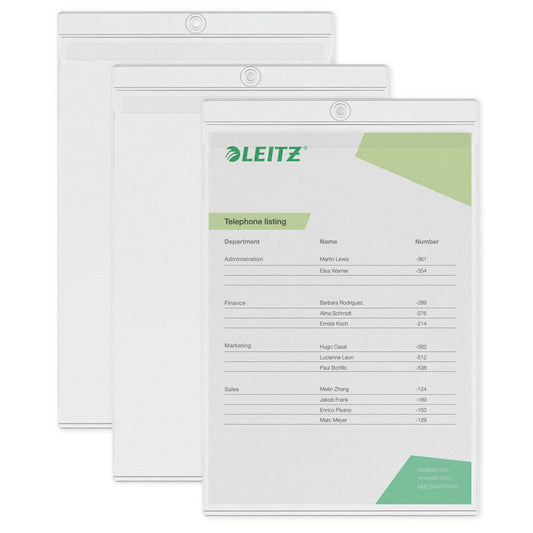 LEITZ Sichttaschen Sichttasche 4094 DIN A4 transparent genarbt 0,18 mm | 40940000 | 1 Pack = 10 St.