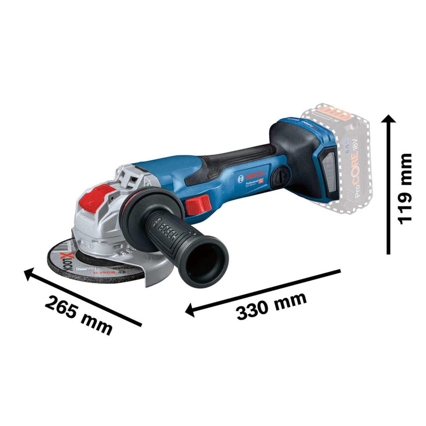 BOSCH Professional GWS 18V-15 Akku-Winkelschleifer-Set 18,0 V, ohne Akku | 06019H6400