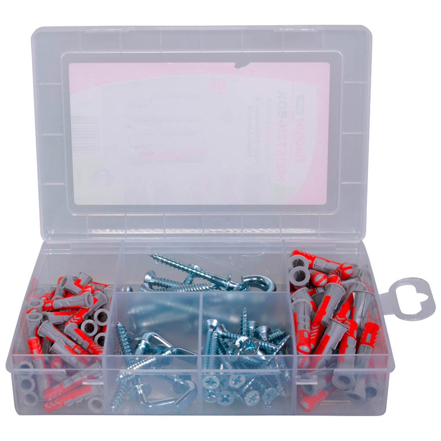 fischer Meister-Box - DuoPower + S + H Dübel- und Schrauben-Sortiment Ø 4,5/5/5,5/6/8 mm 30/40/55/58/77 mm | 541507 | 1 Pack = 133 St.