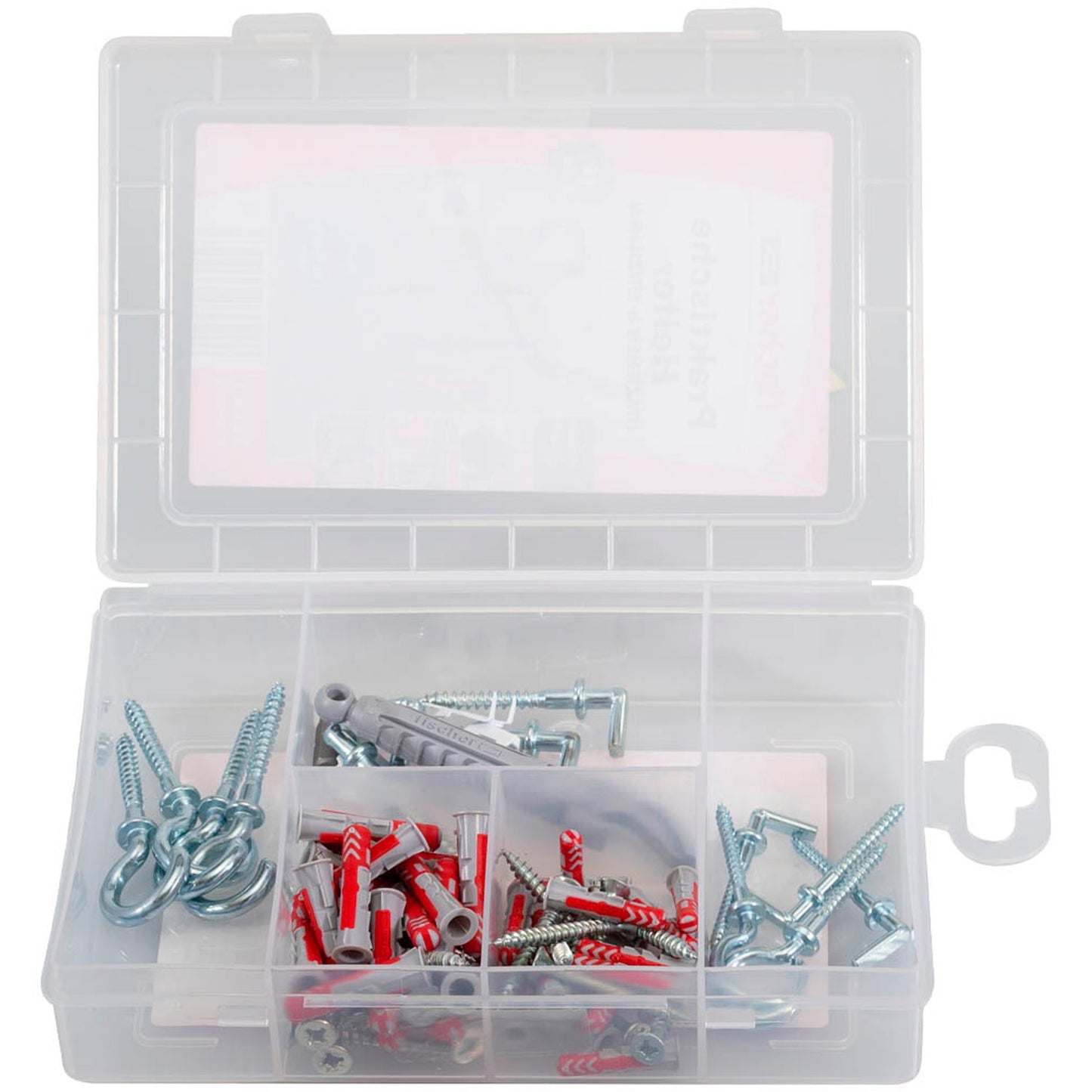 fischer Praktische Helfer-Umzug DuoPower Dübel- und Schrauben-Sortiment Ø 3,5/4,5/5/6 mm 25/30/39/47/56/63 mm | 547212 | 1 Pack = 76 St.