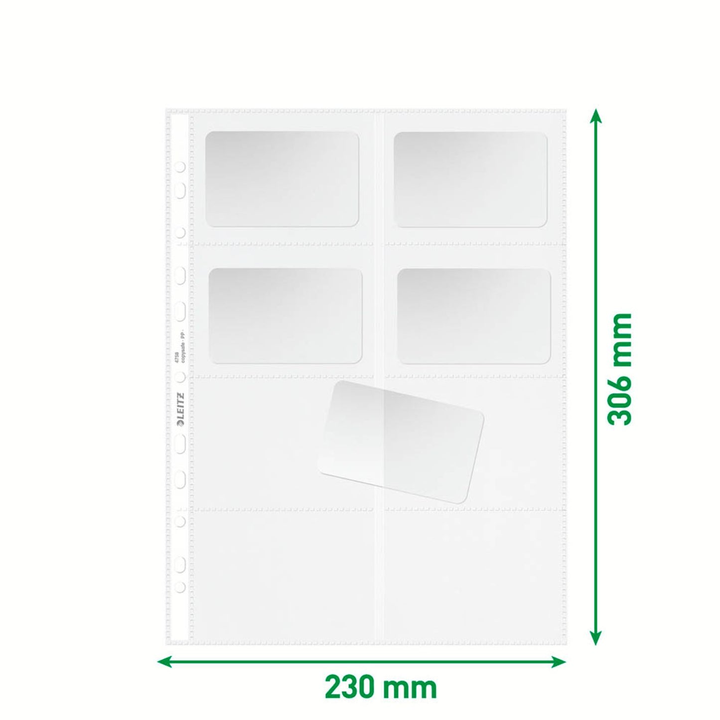 LEITZ Visitenkartenhüllen DIN A4 glasklar glatt 0,10 mm | 47583003 | 1 Pack = 10 St.