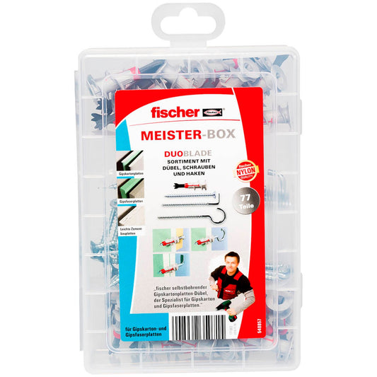 fischer Meister-Box - DuoBlade Dübel- und Schrauben-Sortiment Ø 4/4,2/4,5 mm 40/46 mm | 548857 | 1 Pack = 77 St.