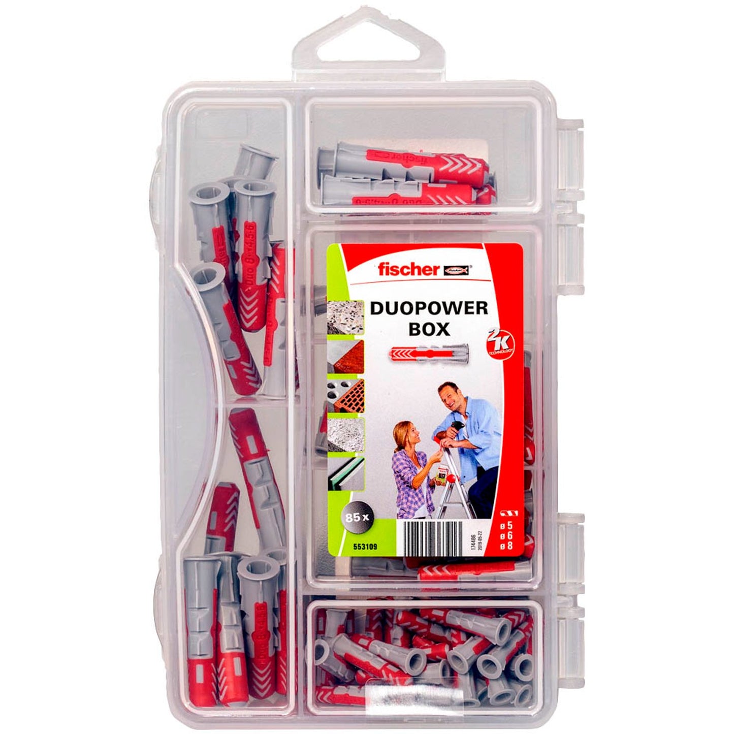 fischer DuoPower-Box mini 2K Universaldübel-Sortiment Ø 5/6/8 mm 25/30/40 mm | 553109 | 1 Pack = 85 St.