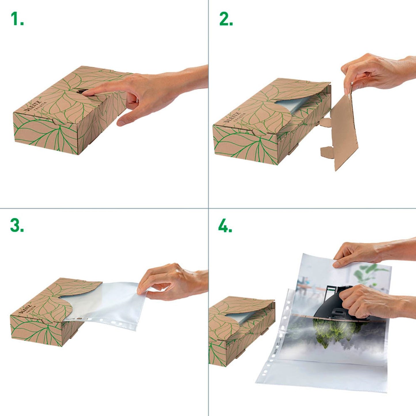 LEITZ Prospekthüllen Recycle 4022 DIN A4 transparent genarbt 0,07 mm | 40220003 | 1 Pack = 40 St.