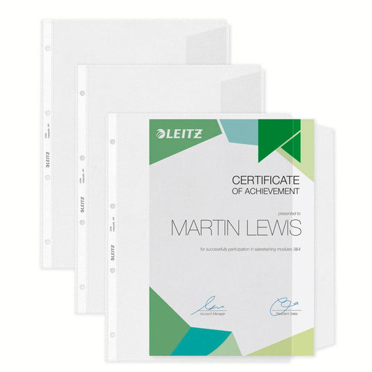 LEITZ Prospekthüllen 4764 DIN A4 transparent genarbt 0,12 mm | 47640000 | 1 Pack = 50 St.