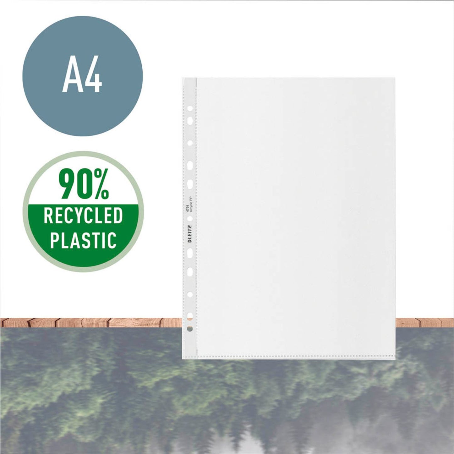 LEITZ Prospekthüllen recycle 4791 DIN A4 transparent genarbt 0,10 mm | 47910003 | 1 Pack = 100 St.