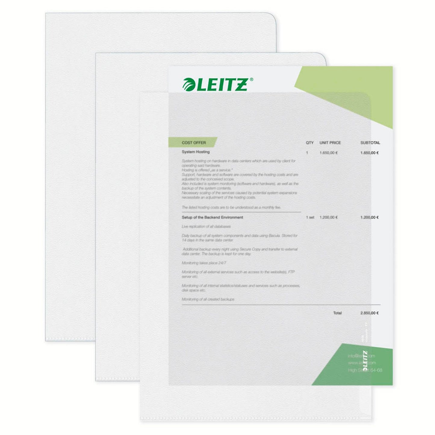 LEITZ Sichthüllen Standard 4000 DIN A4 transparent genarbt 0,13 mm | 40000003 | 1 Pack = 100 St.