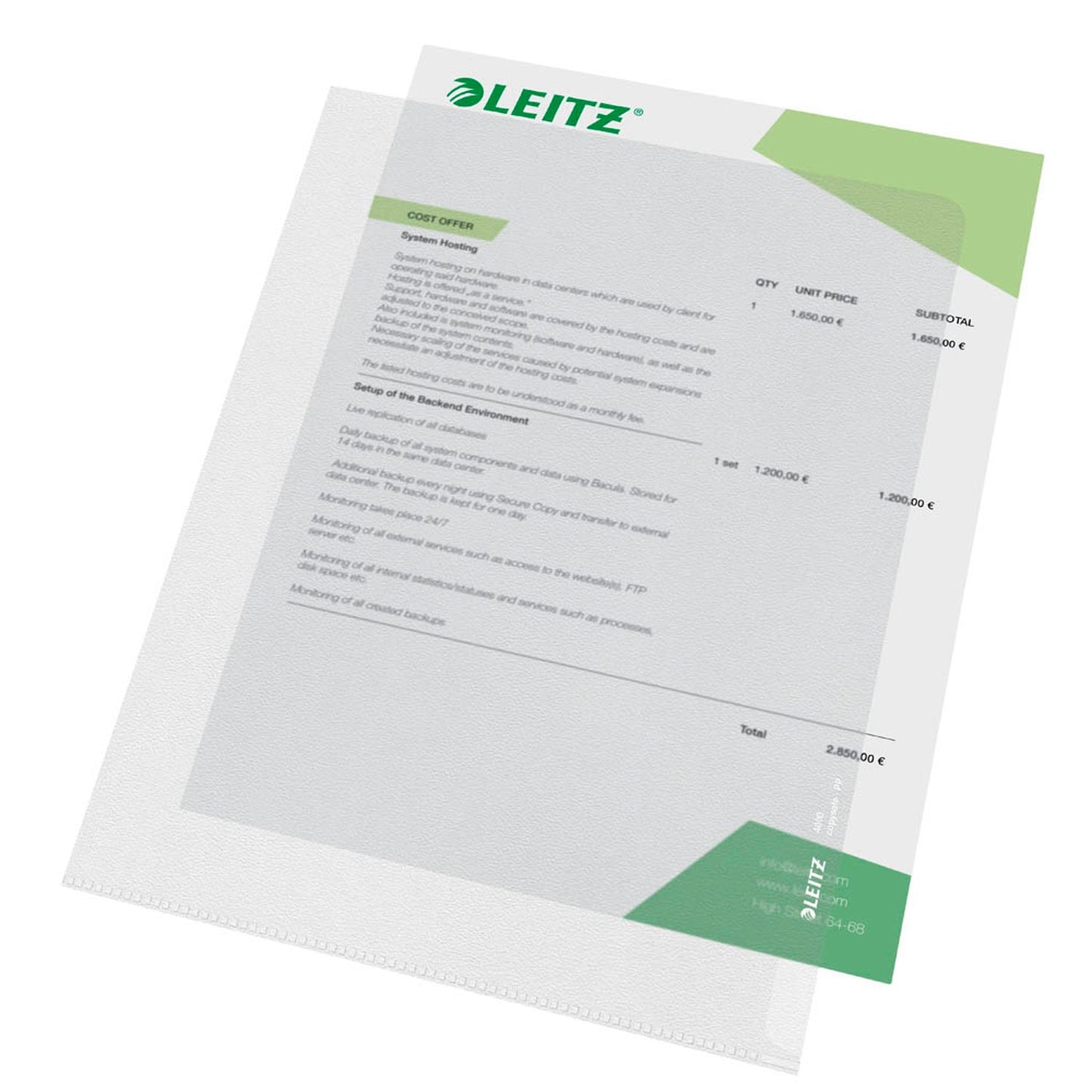 LEITZ Sichthüllen Standard 4000 DIN A4 transparent genarbt 0,13 mm | 40000003 | 1 Pack = 100 St.