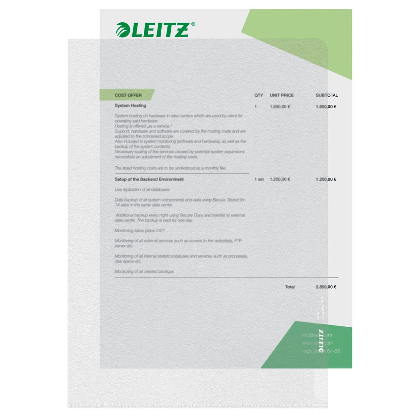 LEITZ Sichthüllen Standard 4000 DIN A4 transparent genarbt 0,13 mm | 40000003 | 1 Pack = 100 St.