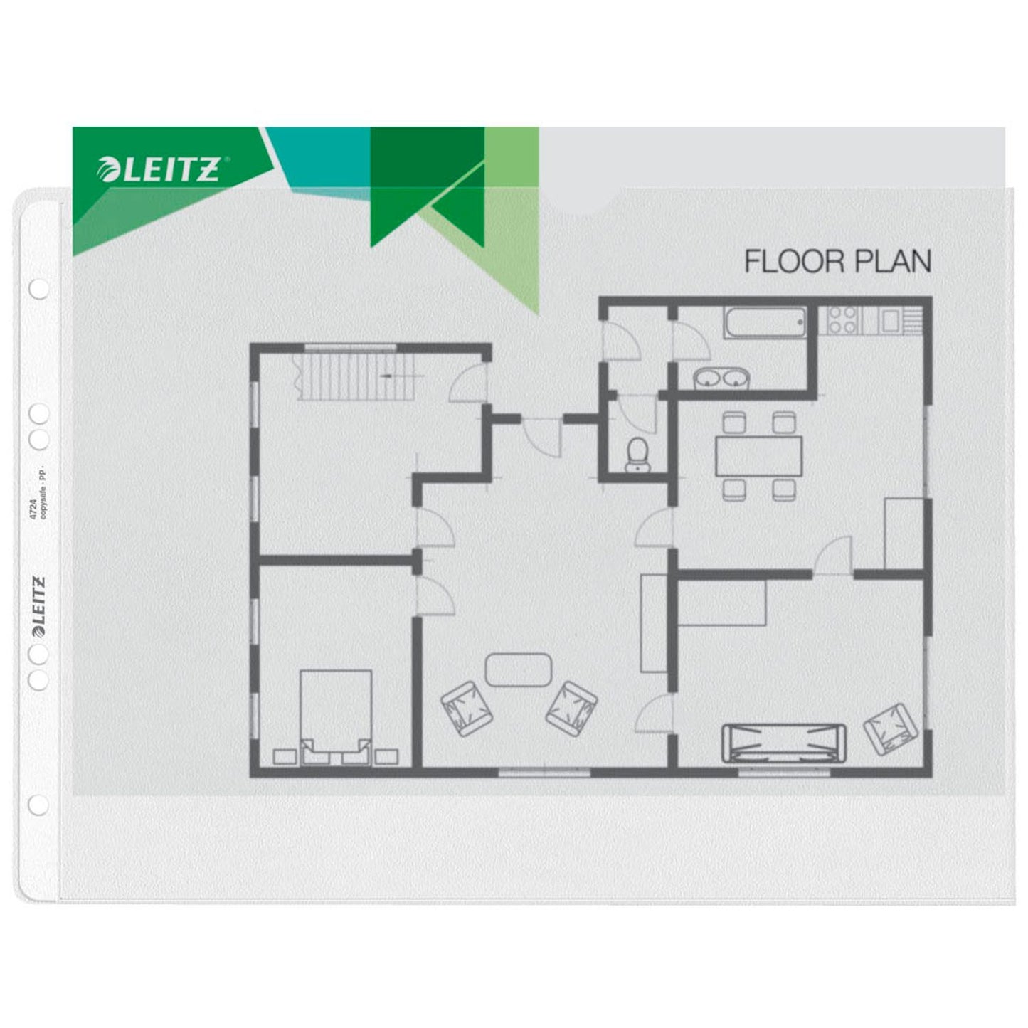 LEITZ Prospekthüllen 4724 DIN A4 quer transparent genarbt 0,13 mm | 47240003 | 1 Pack = 50 St.