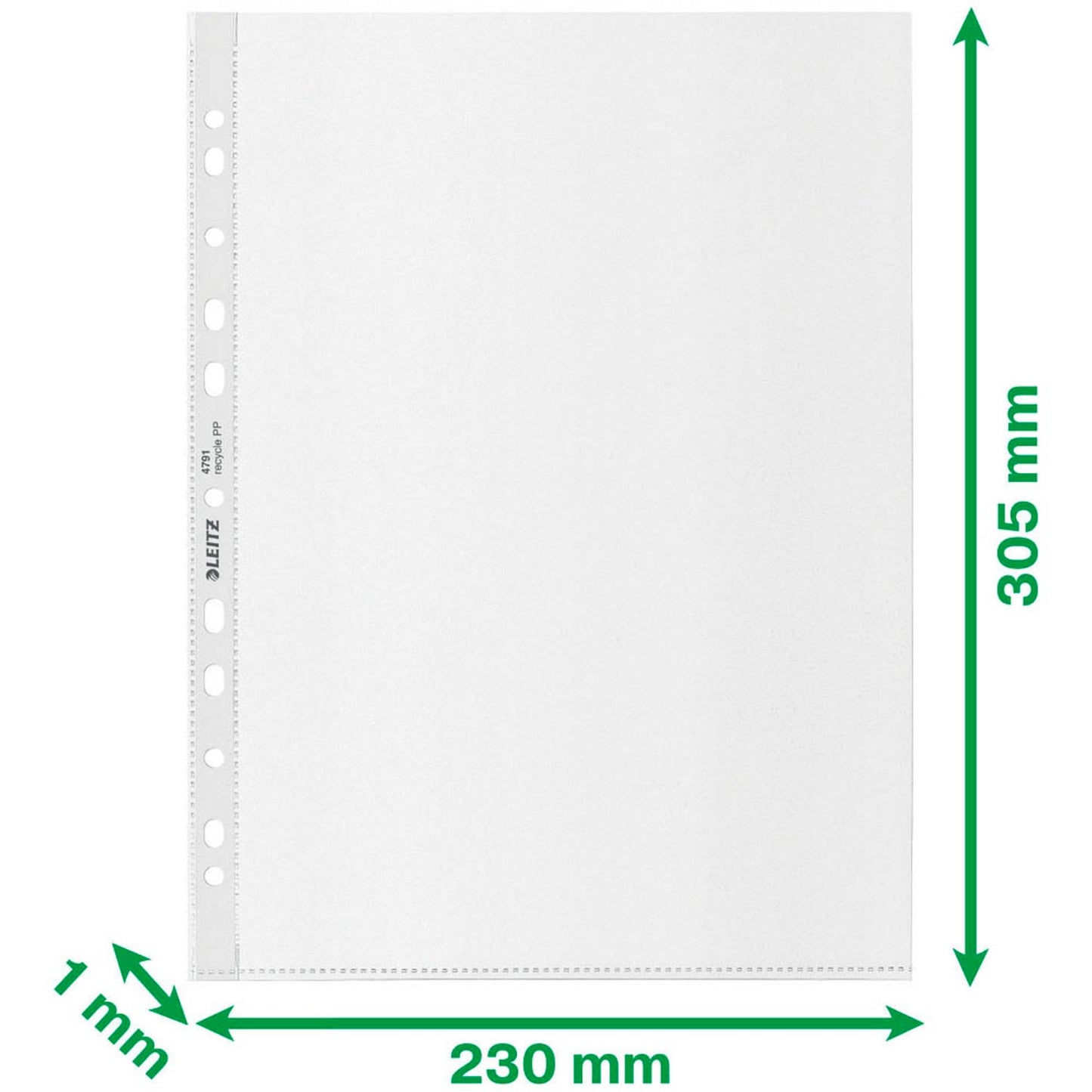 LEITZ Prospekthüllen recycle 4791 DIN A4 transparent genarbt 0,10 mm | 47910003 | 1 Pack = 100 St.