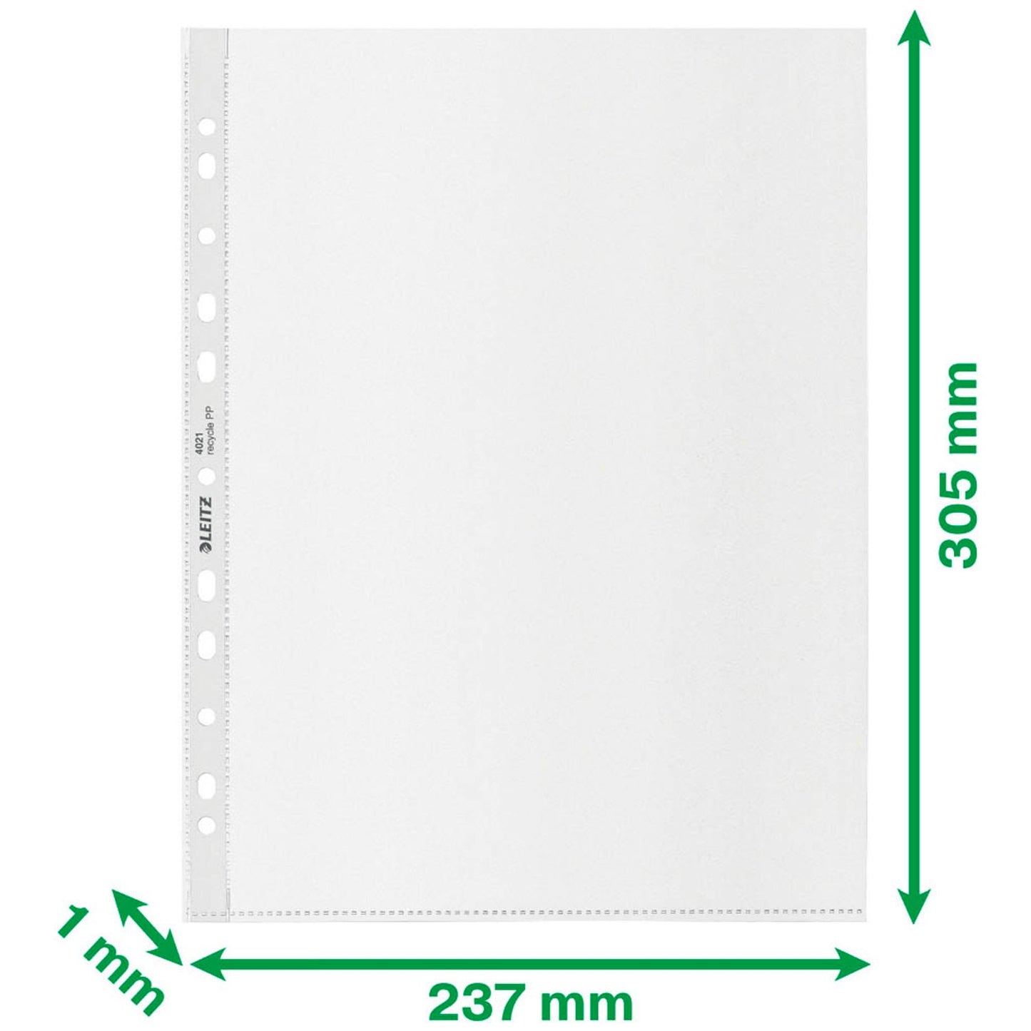 LEITZ Prospekthüllen recycle 4021 Maxi DIN A4 transparent genarbt 0,10 mm | 40210003 | 1 Pack = 25 St.