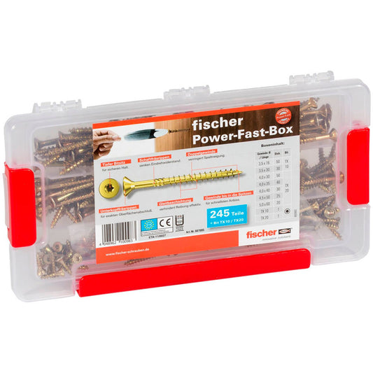 fischer Holzschrauben Sortiment PowerFast-Box FPF 3,5 mm x 50 mm | 667005 | 1 Pack = 245 St.