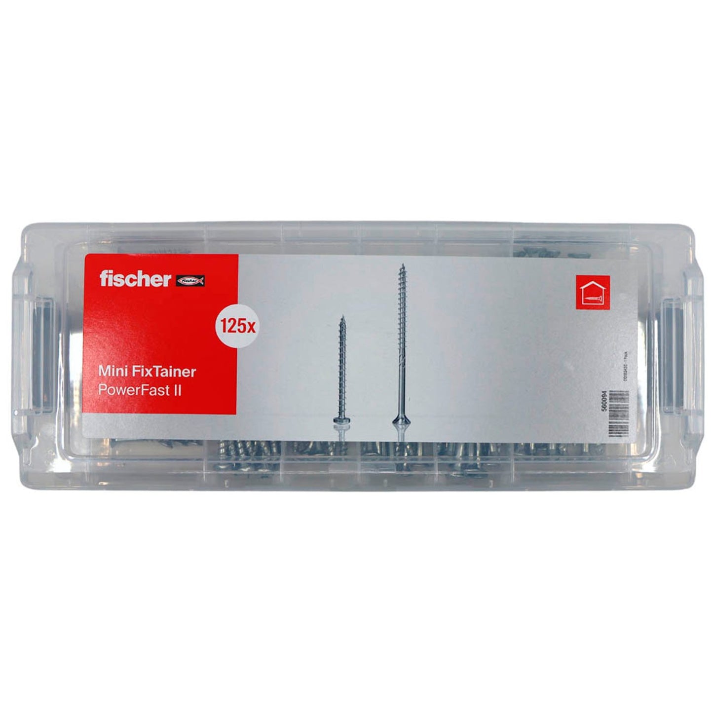 fischer Holzschrauben-Sortiment Mini FixTainer PowerFast II - BC 3,5/4/4,5/5 mm x 30/40/50/60/80 mm | 560094 | 1 Pack = 125 St.