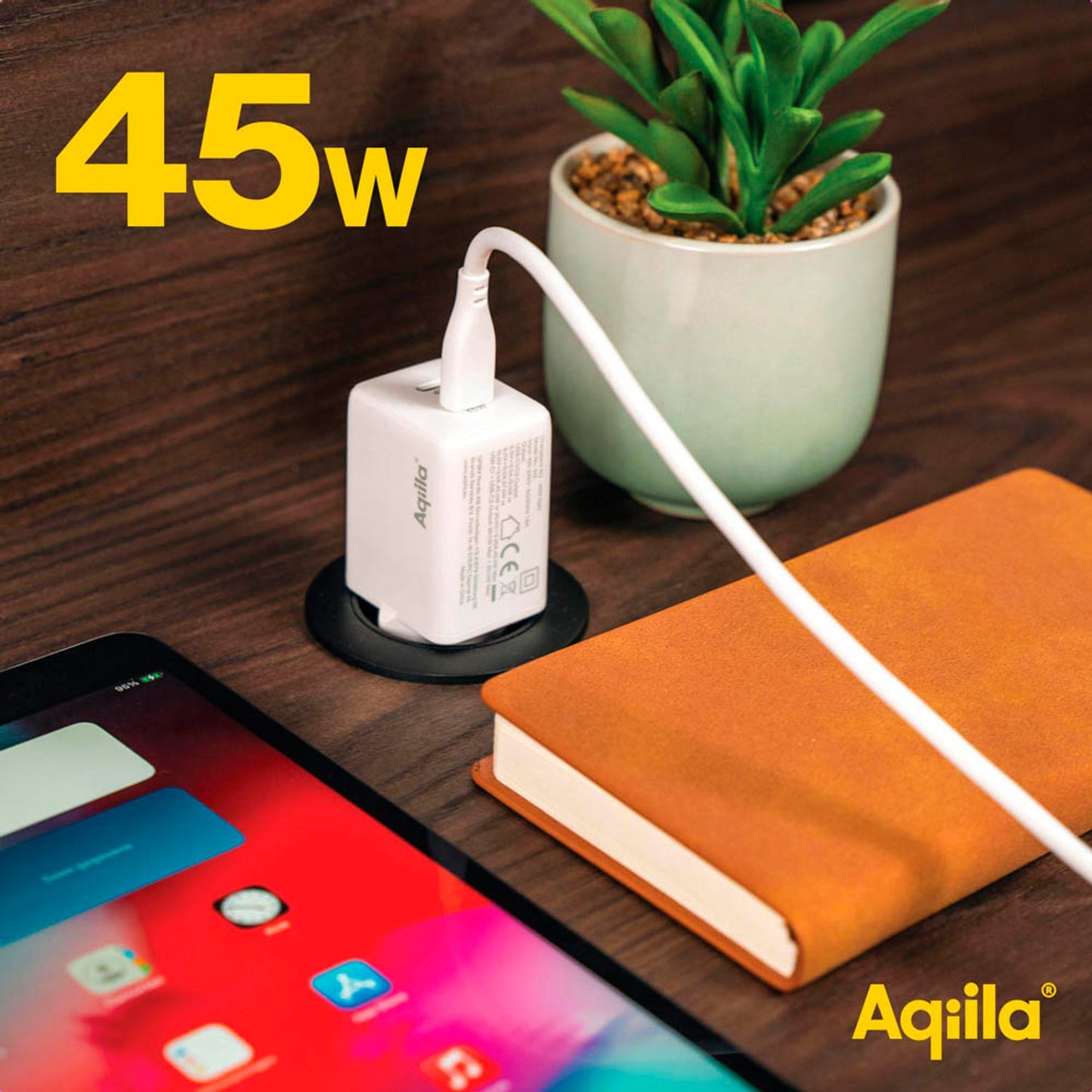 Aqiila® Chargebird W2 GaN-Ladeadapter weiß, 45 Watt | AQWCW2PBI45W904