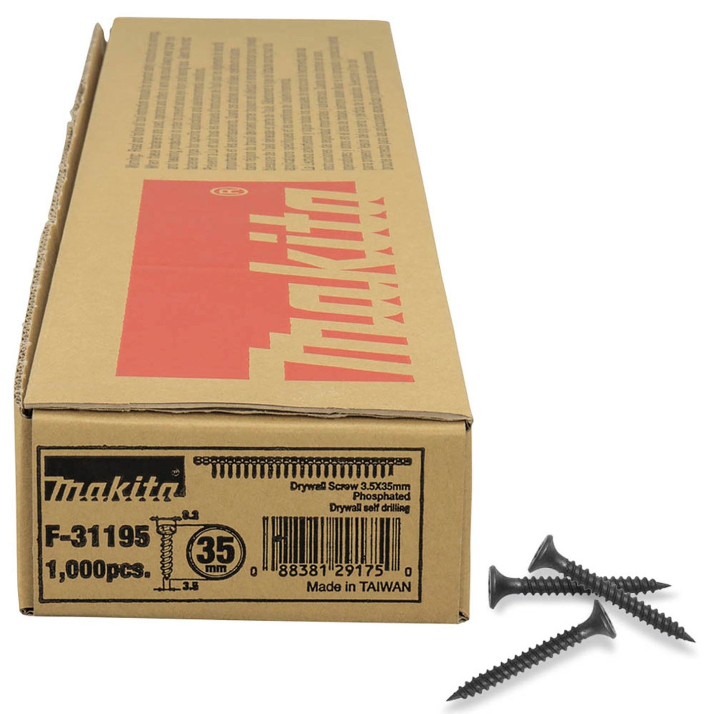 makita Schnellbauschrauben 3,5 mm x 35,0 mm, 1000 St | F-31195 | 1 Pack = 1.000 St.