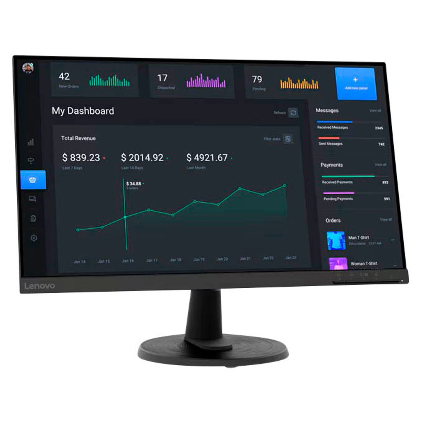 Lenovo D24-40 Monitor 61,0 cm (24,0 Zoll) schwarz | 67A2KAC6EU