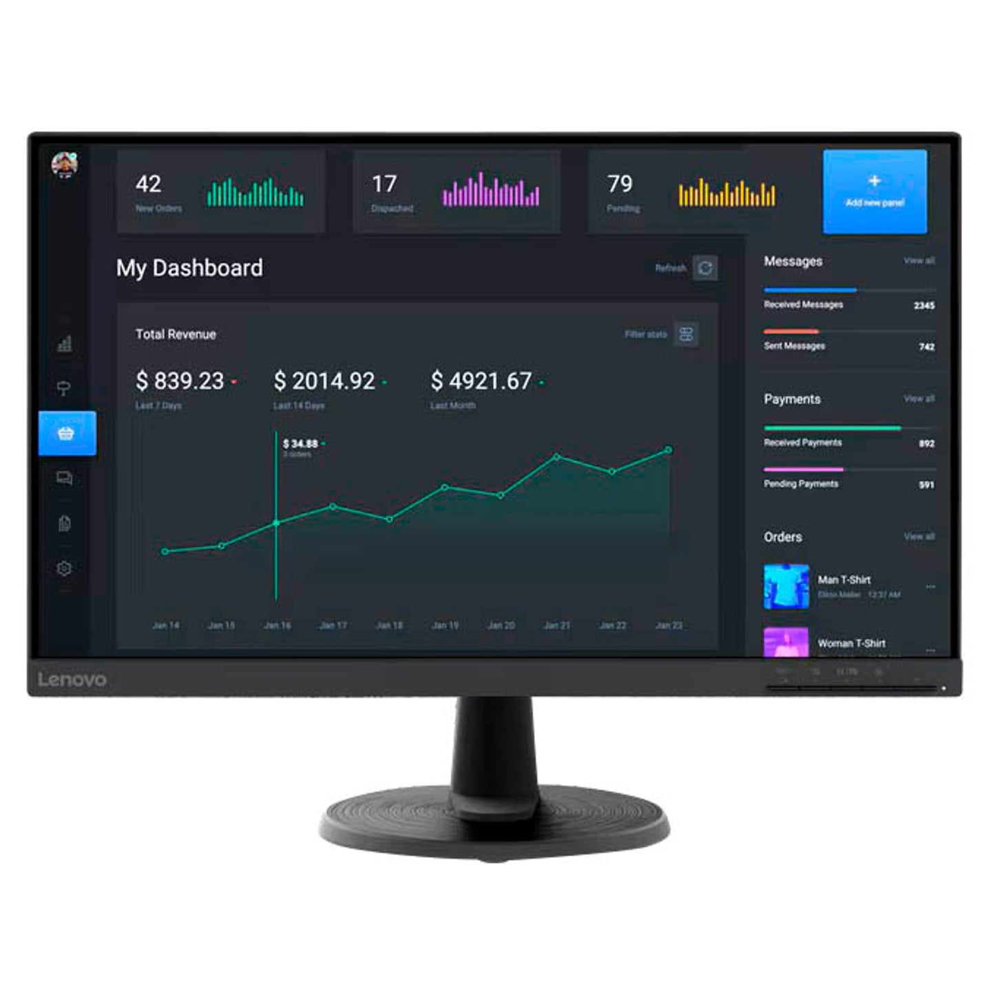 Lenovo D24-40 Monitor 61,0 cm (24,0 Zoll) schwarz | 67A2KAC6EU