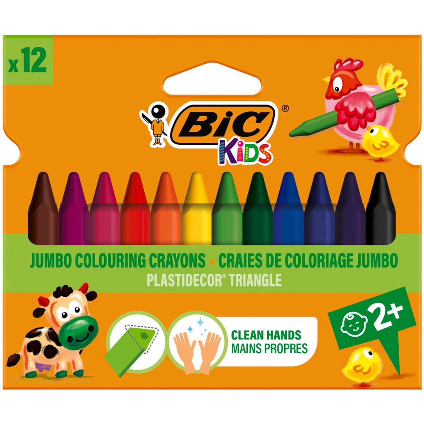 BIC Kids Plastidecor Triangle Wachsmalstifte farbsortiert | 8297733 | 1 Pack = 12 St.