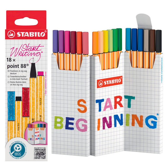 STABILO point 88 Fineliner farbsortiert 0,4 mm | 8818/5 | 1 Pack = 18 St.