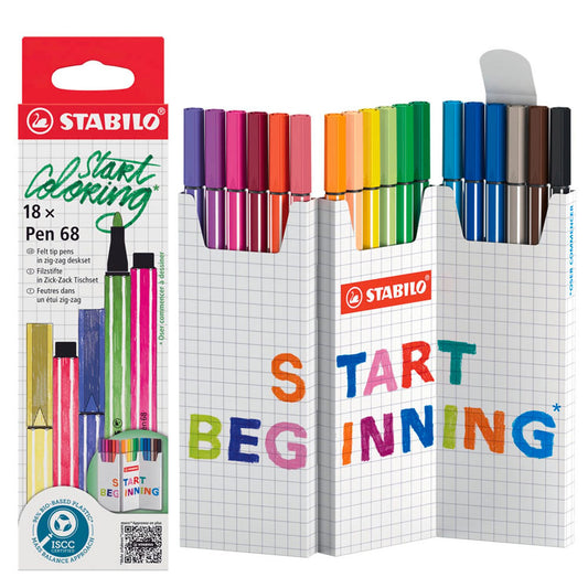 STABILO Pen 68 Filzstifte farbsortiert | 6818/8 | 1 Pack = 18 St.