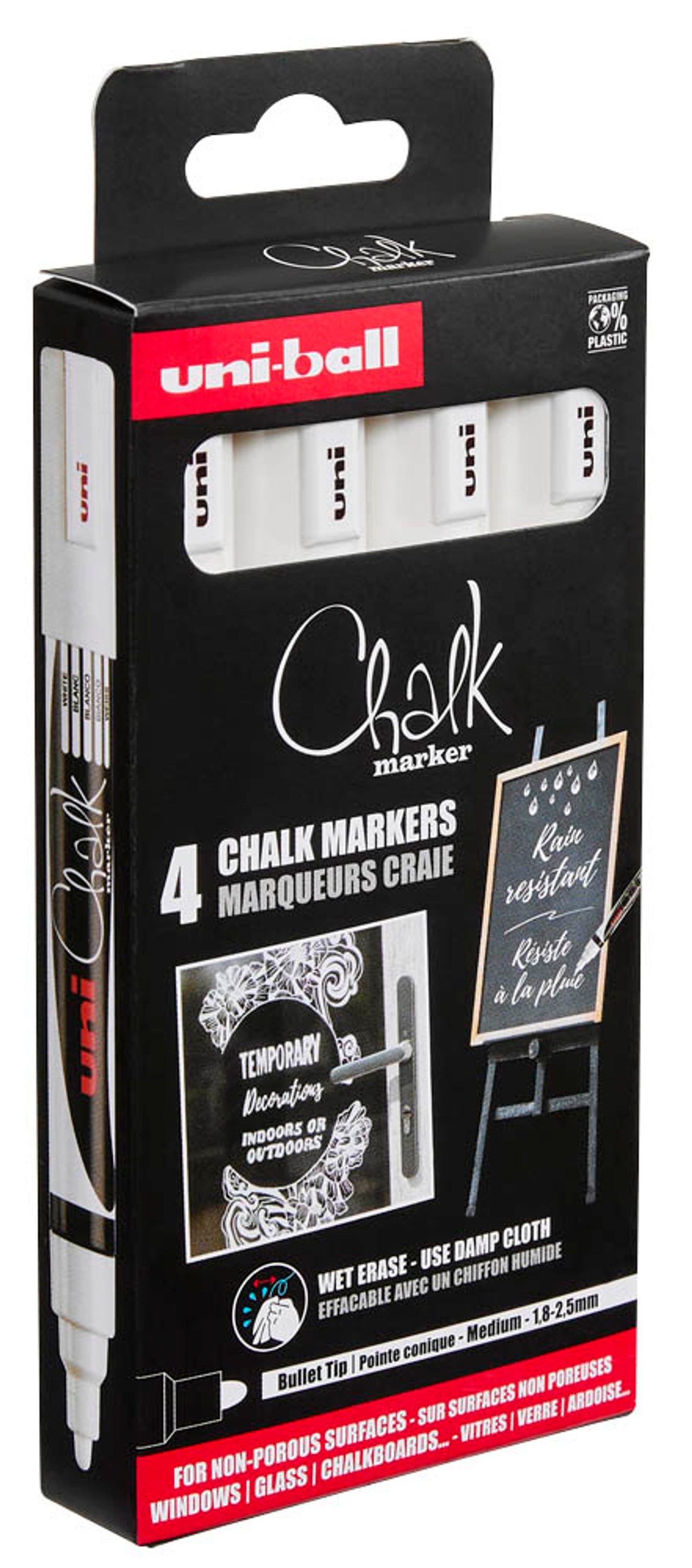 uni-ball Chalk PWE-5M Kreidemarker 1,0 - 2,0 mm, 4 St.