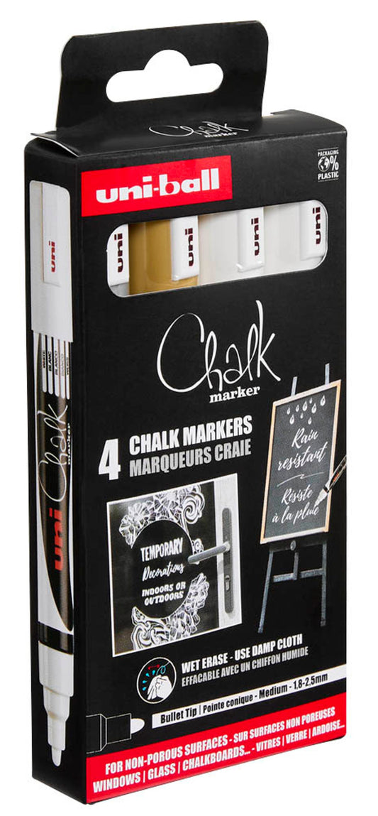 uni-ball Chalk PWE-5M Kreidemarker 1,0 - 2,0 mm, 4 St.