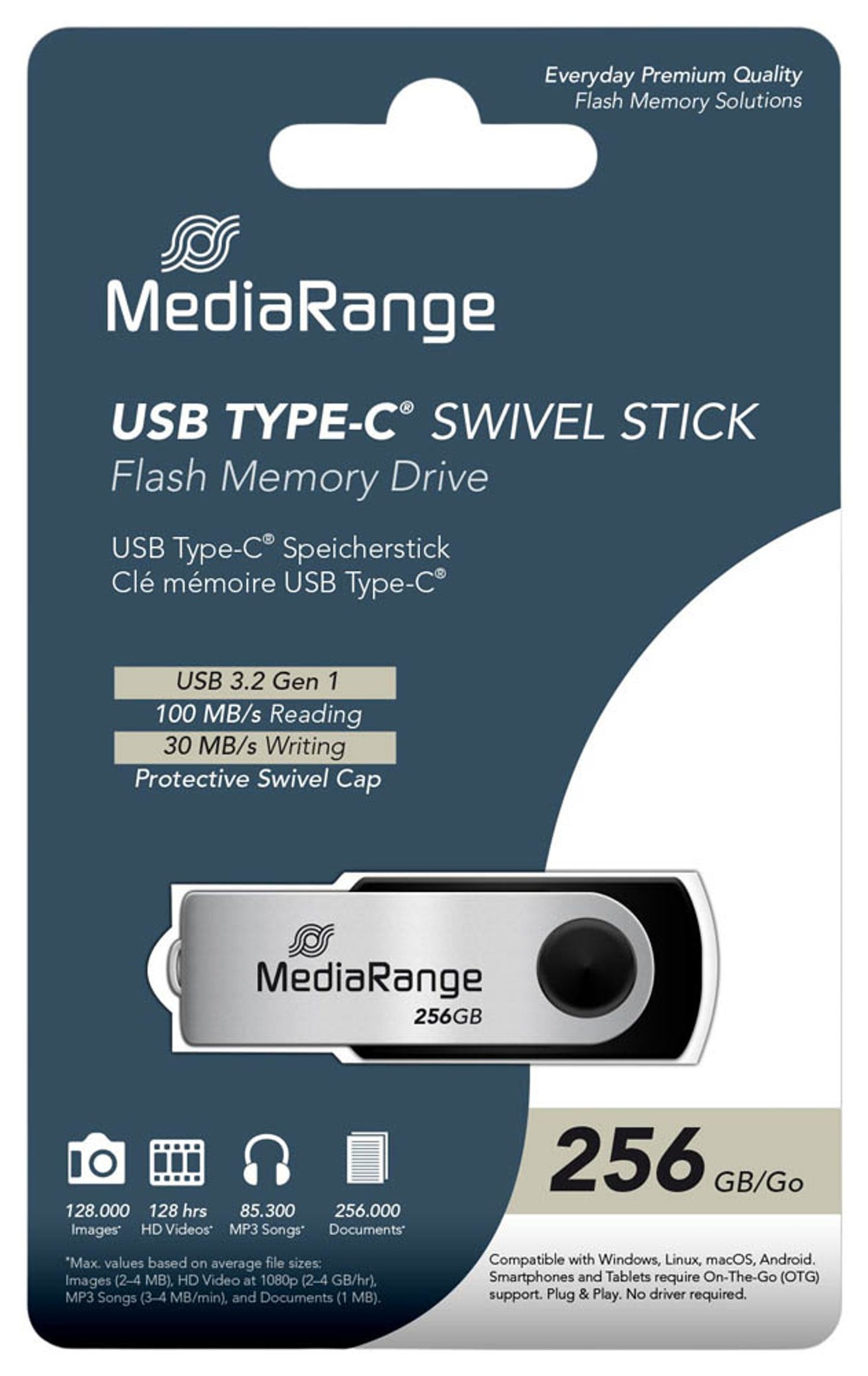 MediaRange USB-Stick schwarz, silber