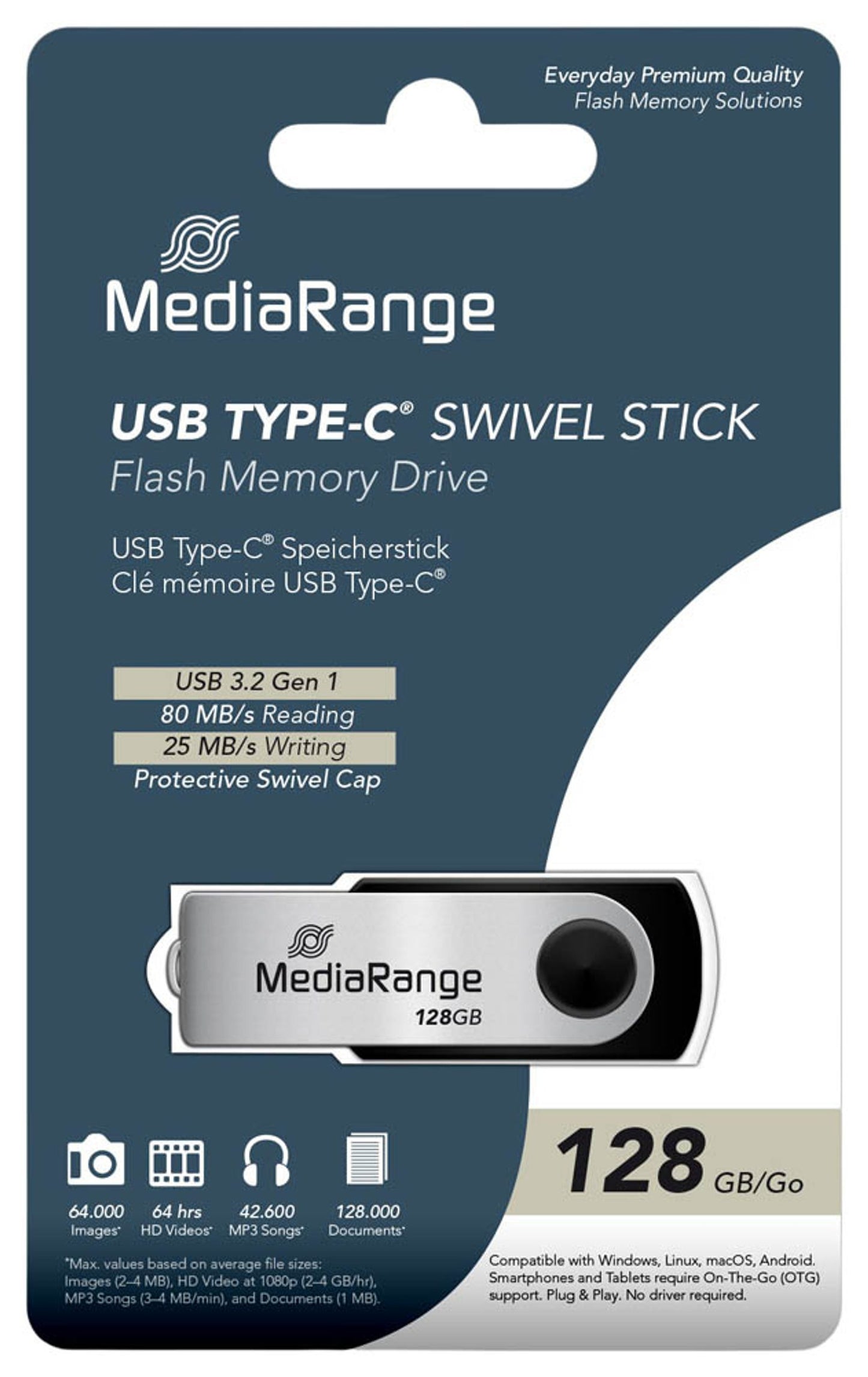 MediaRange USB-Stick schwarz, silber