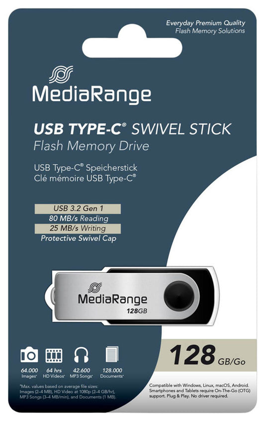 MediaRange USB-Stick schwarz, silber