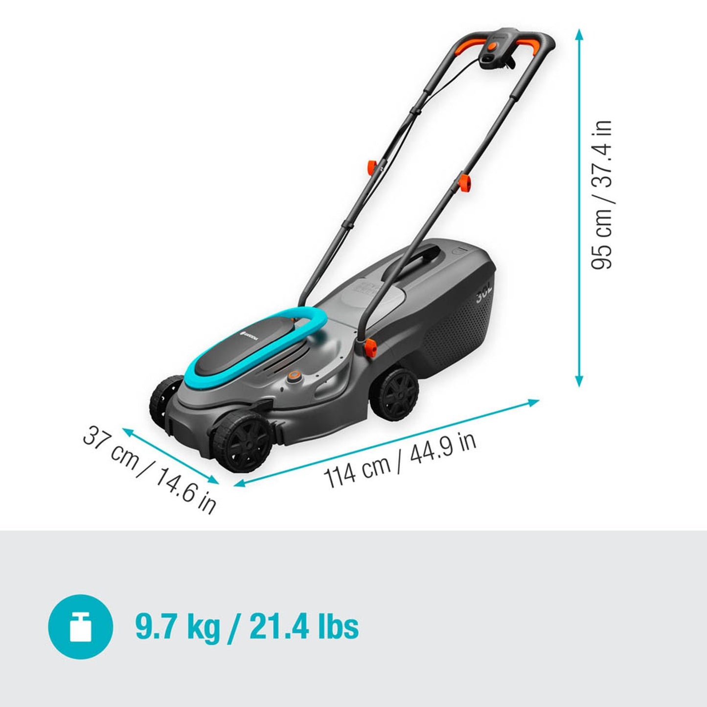 GARDENA PowerMax 1200/32 G2 Elektro-Rasenmäher 1.200 Watt für bis zu 300 m² | 14633-20