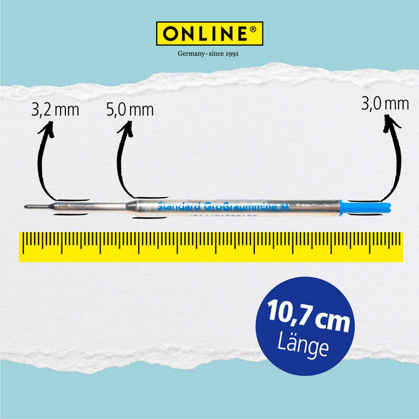 ONLINE® Kugelschreiberminen M blau | 40003/3 | 1 Pack = 2 St.