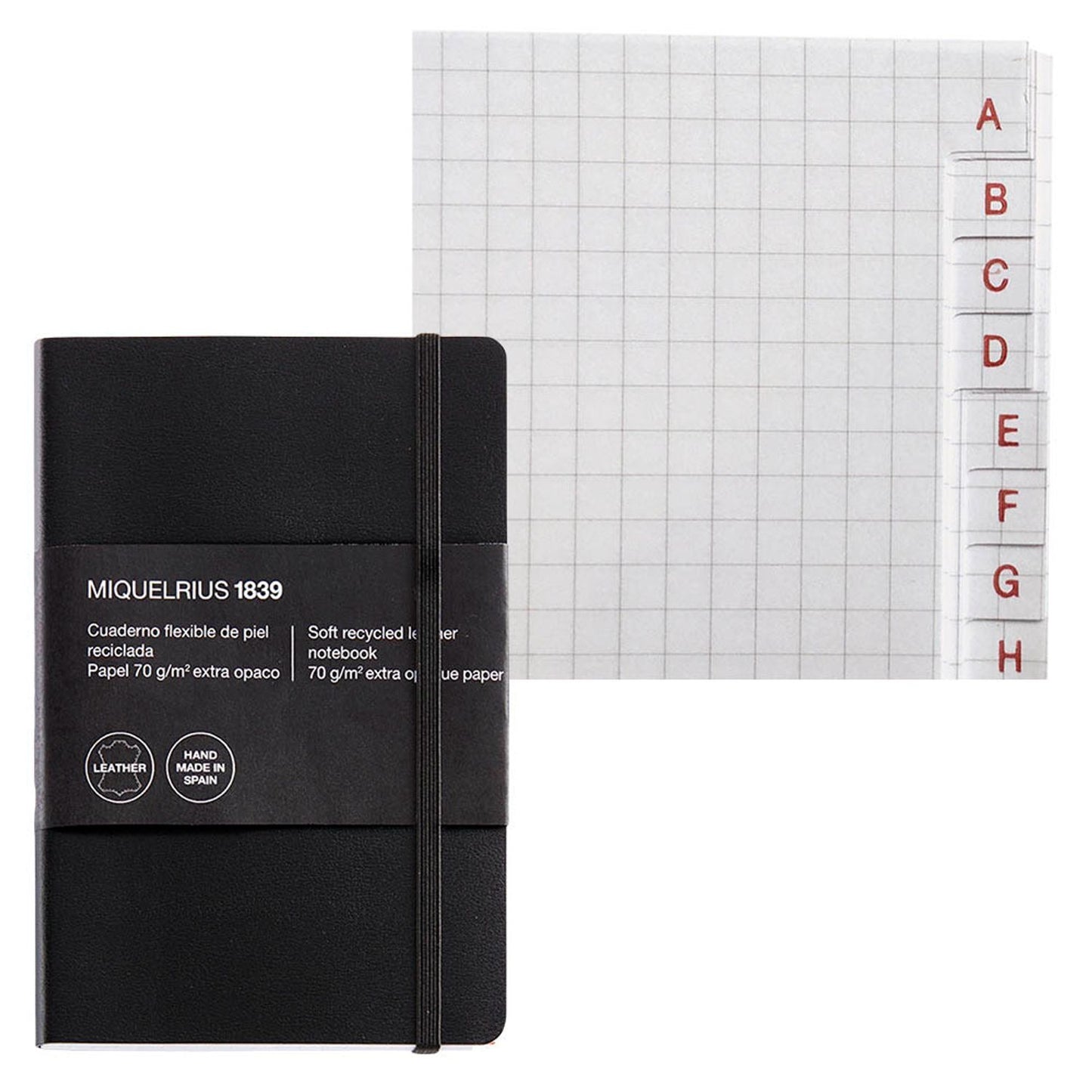 MIQUELRIUS Notizbuch Leather kariert, schwarz Softcover
