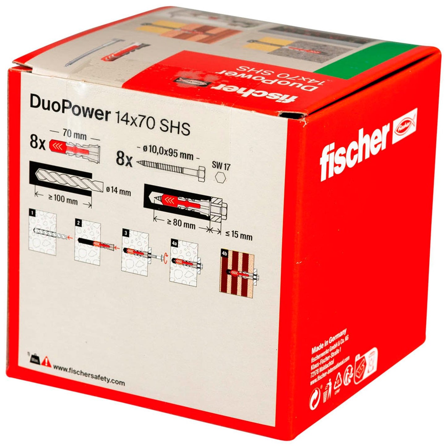 fischer DuoPower 14x70 S Dübel mit Schrauben Ø 12 mm x 60 mm | 538259 | 1 Pack = 8 St.