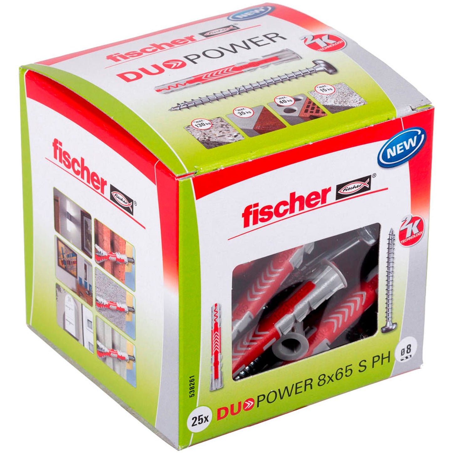 fischer DuoPower 8x65 S PH 2K Dübel mit Schrauben Ø 8 mm x 65 mm | 538261 | 1 Pack = 25 St.