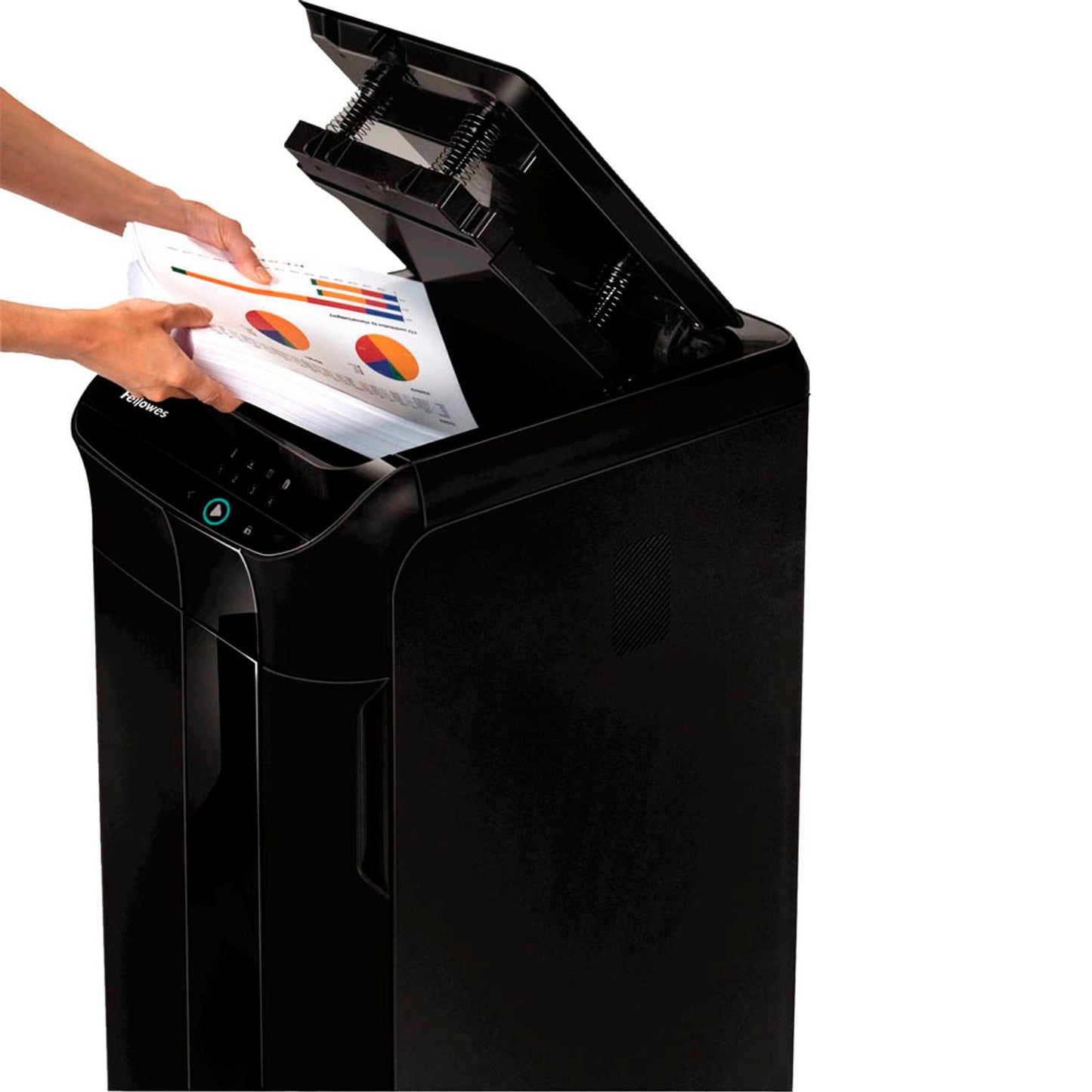 Fellowes AutoMax 450C Aktenvernichter mit Partikelschnitt P-4, 4 x 38 mm, bis , schwarz | 100135793