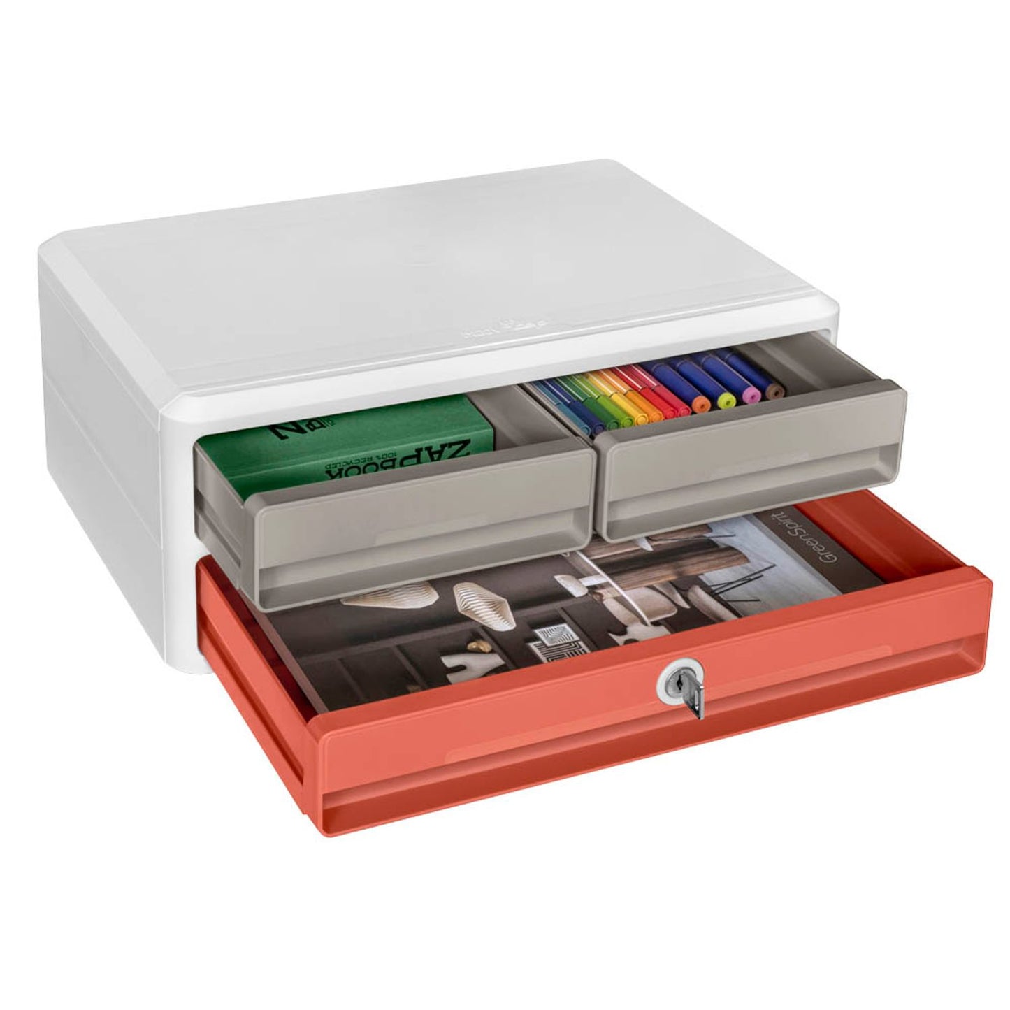 cep Schubladenbox TERRA NOVA sand, terracotta , DIN A4 quer mit 3 Schubladen | 1090212391
