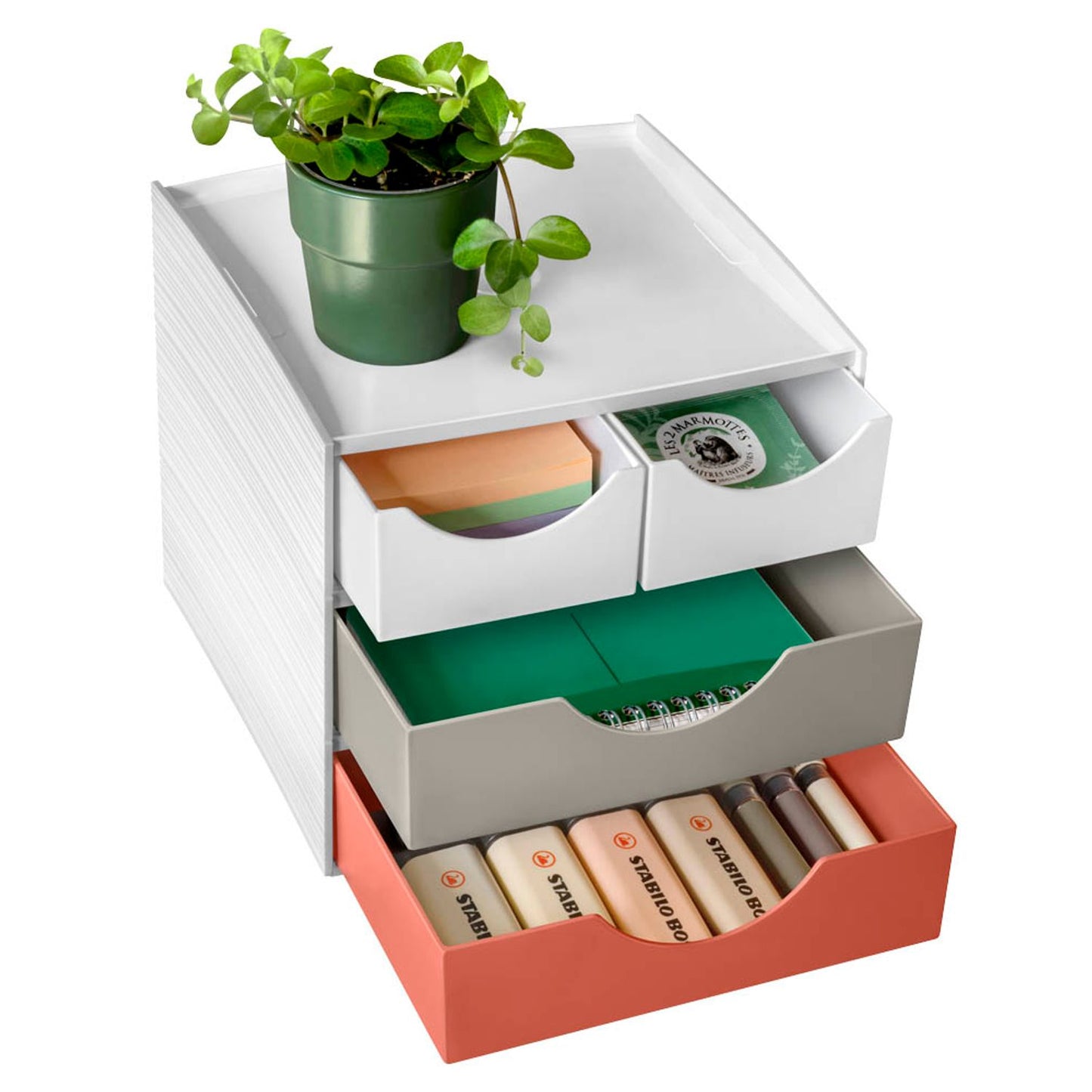 cep Schubladenbox TERRA NOVA weiß, sand, terracotta , mit 4 Schubladen | 1032112391