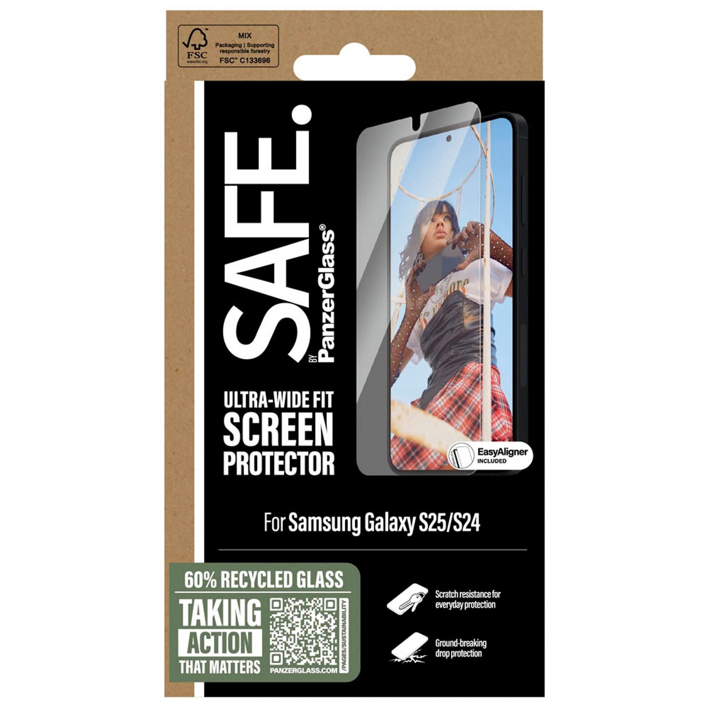 SAFE. by PanzerGlass™ ULTRA-WIDE FIT Display-Schutzglas für Samsung Galaxy S25 | SARNUWFG38388