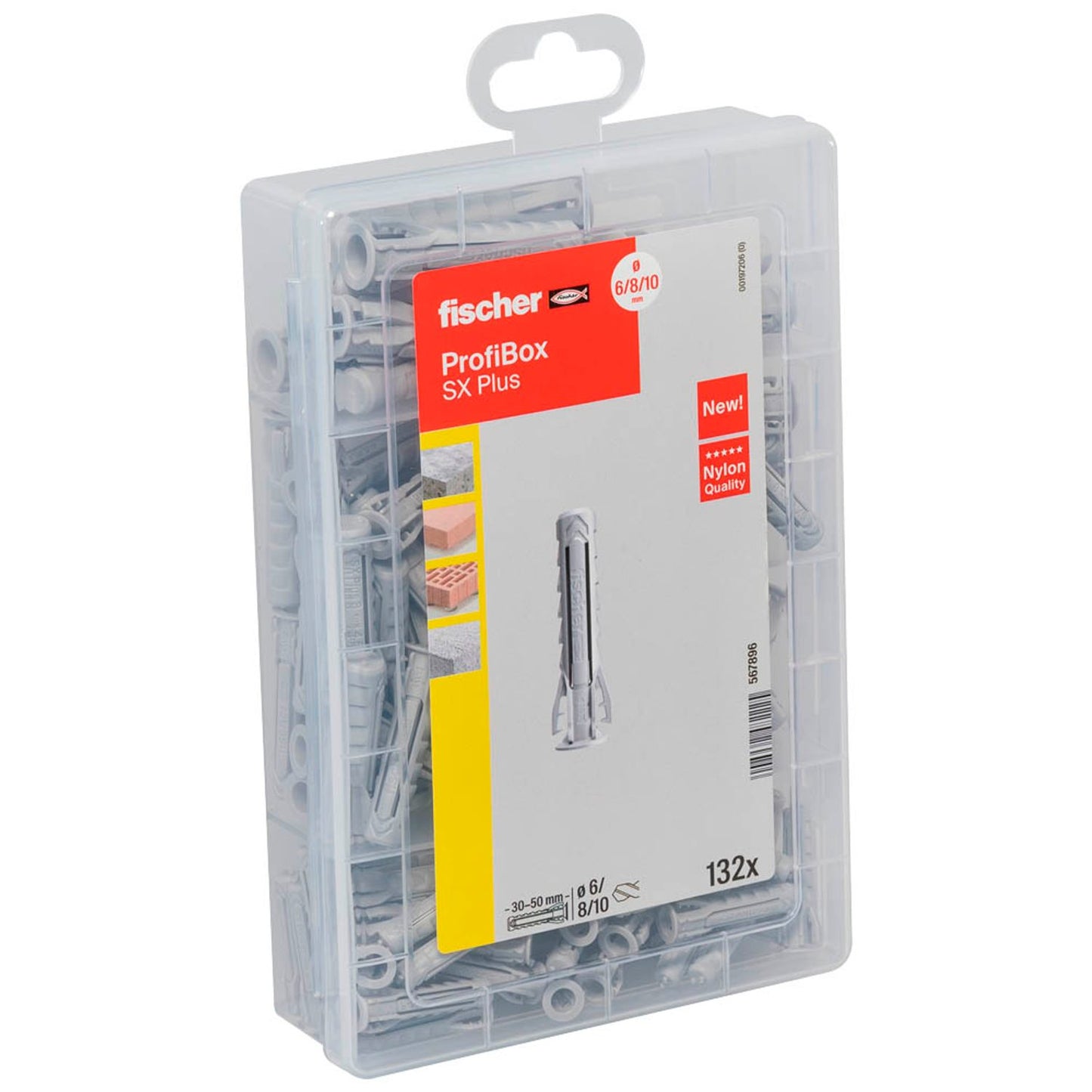 fischer Profibox - SX Plus Universaldübel-Sortiment Ø 6/8/10 mm 30/40/50 mm | 567896 | 1 Pack = 132 St.