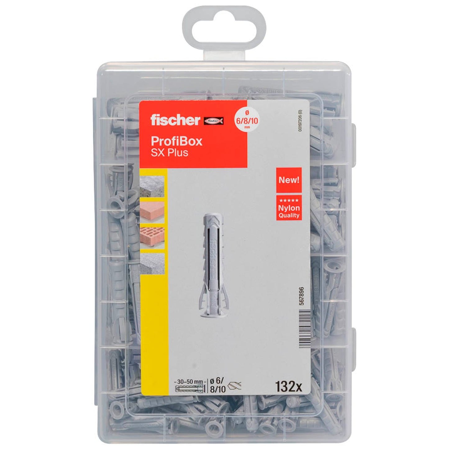 fischer Profibox - SX Plus Universaldübel-Sortiment Ø 6/8/10 mm 30/40/50 mm | 567896 | 1 Pack = 132 St.