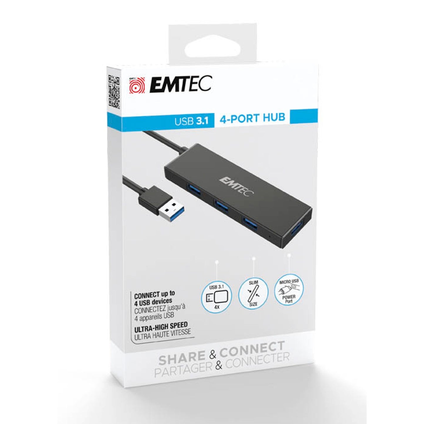 EMTEC USB-Hub T620A Type-A Classic 4-fach schwarz | ECHUBT620A