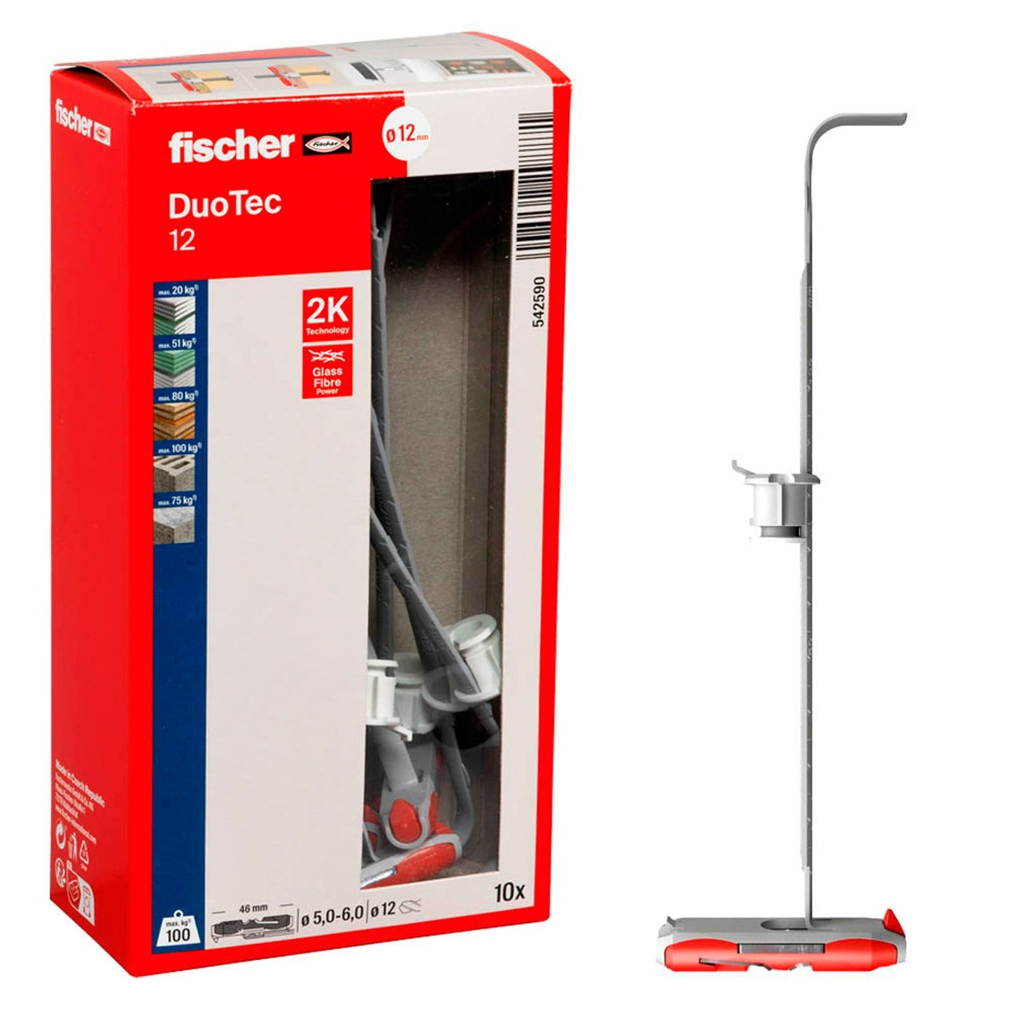 fischer DuoTec 12 2K Universaldübel-Sortiment Ø 12 mm x 46 mm | 542590 | 1 Pack = 10 St.