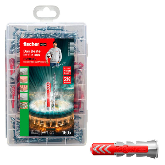 fischer Meister-Box DuoPower + S 2K Dübel- und Schrauben-Sortiment Ø 4,5/5/6/8 mm 30/40/55 mm | 535972
