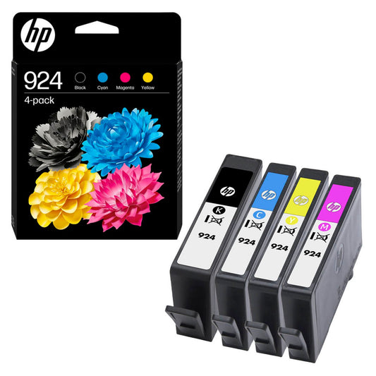 HP 924 () schwarz, cyan, magenta, gelb Druckerpatronen, 4er-Set | 6C3Z1NE | 1 Pack = 4 St.