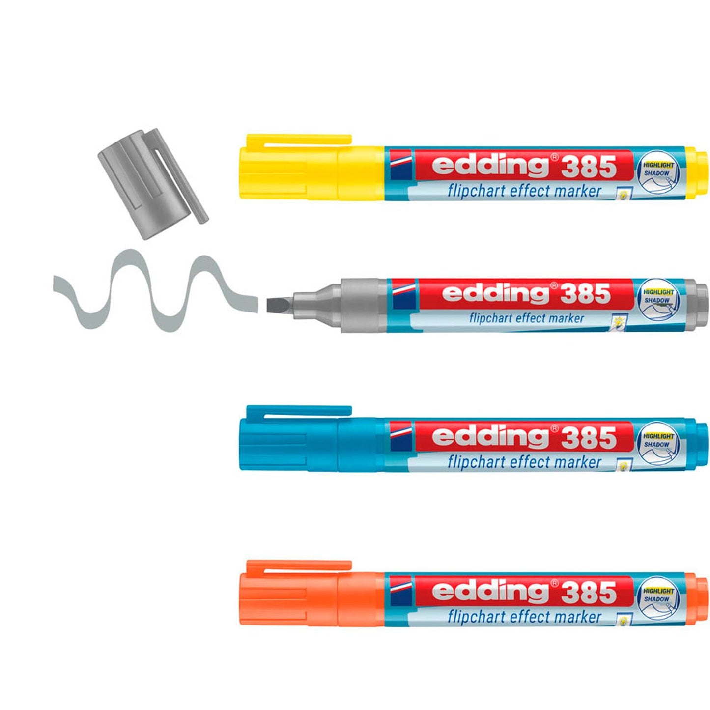 edding 385 Flipchart-Marker farbsortiert 1,0 - 5,0 mm | 4-385-4 | 1 Pack = 4 St.