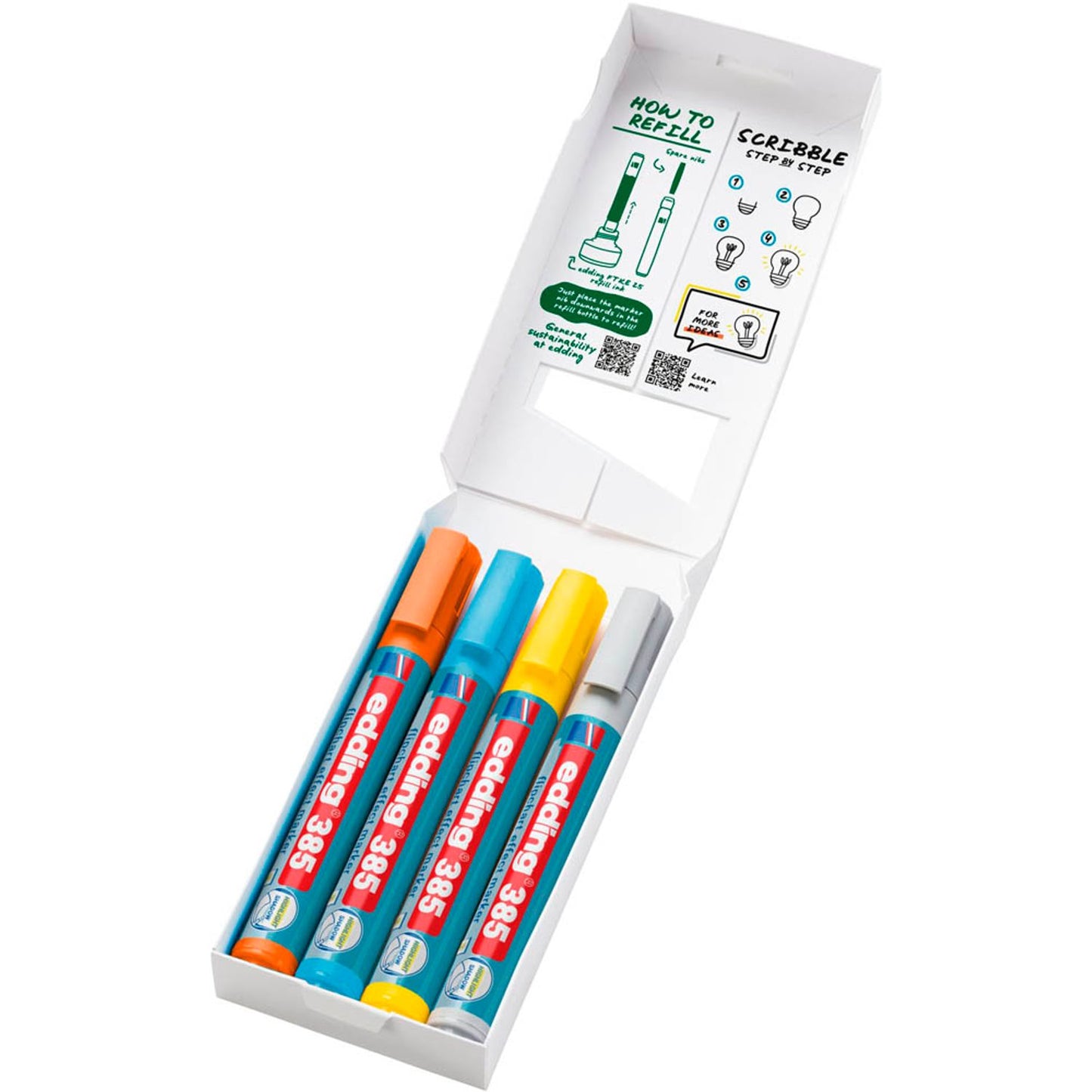 edding 385 Flipchart-Marker farbsortiert 1,0 - 5,0 mm | 4-385-4 | 1 Pack = 4 St.