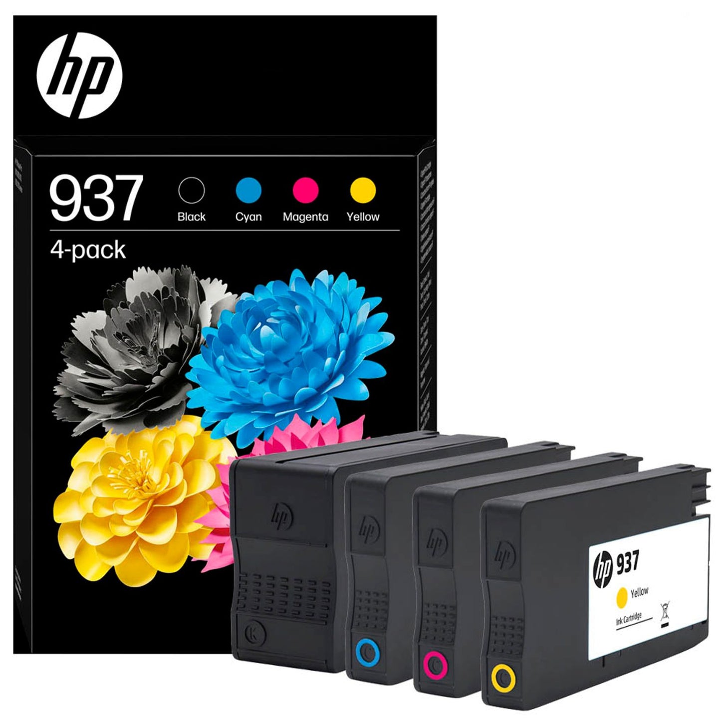 HP 937 () schwarz, cyan, magenta, gelb Druckerpatronen, 4er-Set | 6C400NE | 1 Pack = 4 St.