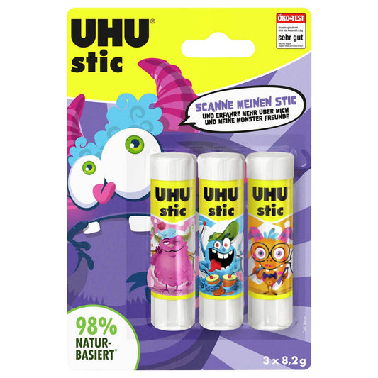 UHU MONSTER Klebestifte 3x 8,2 g | 9000179 | 1 Aktionspack = 3 St.