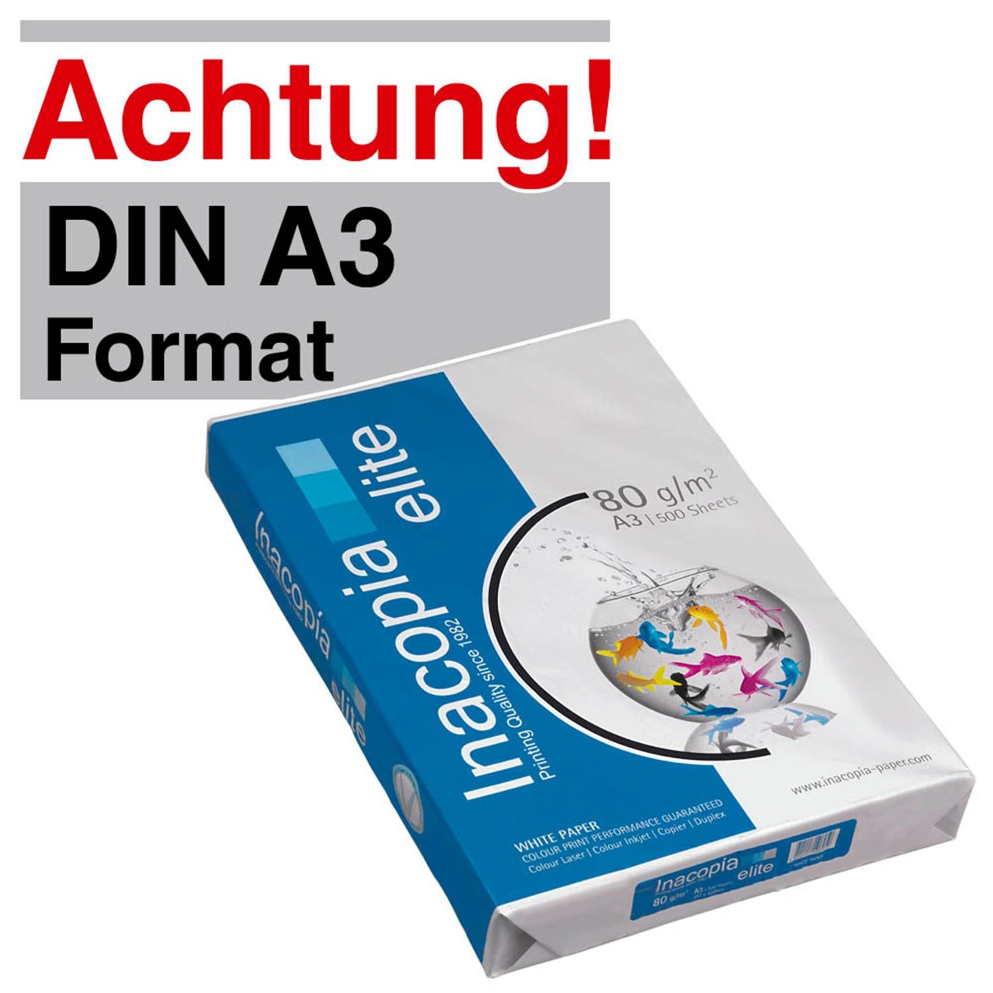 Inacopia Kopierpapier elite DIN A3 80 g/qm | 11708019002 | 1 Pack = 500 Blatt